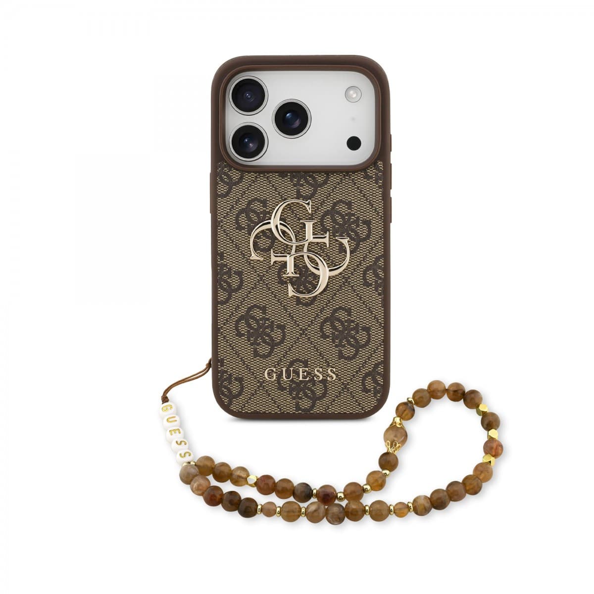 Zadní kryt Guess PU 4G Metal Logo Strap pro iPhone 17 Pro Brown - náhled 1