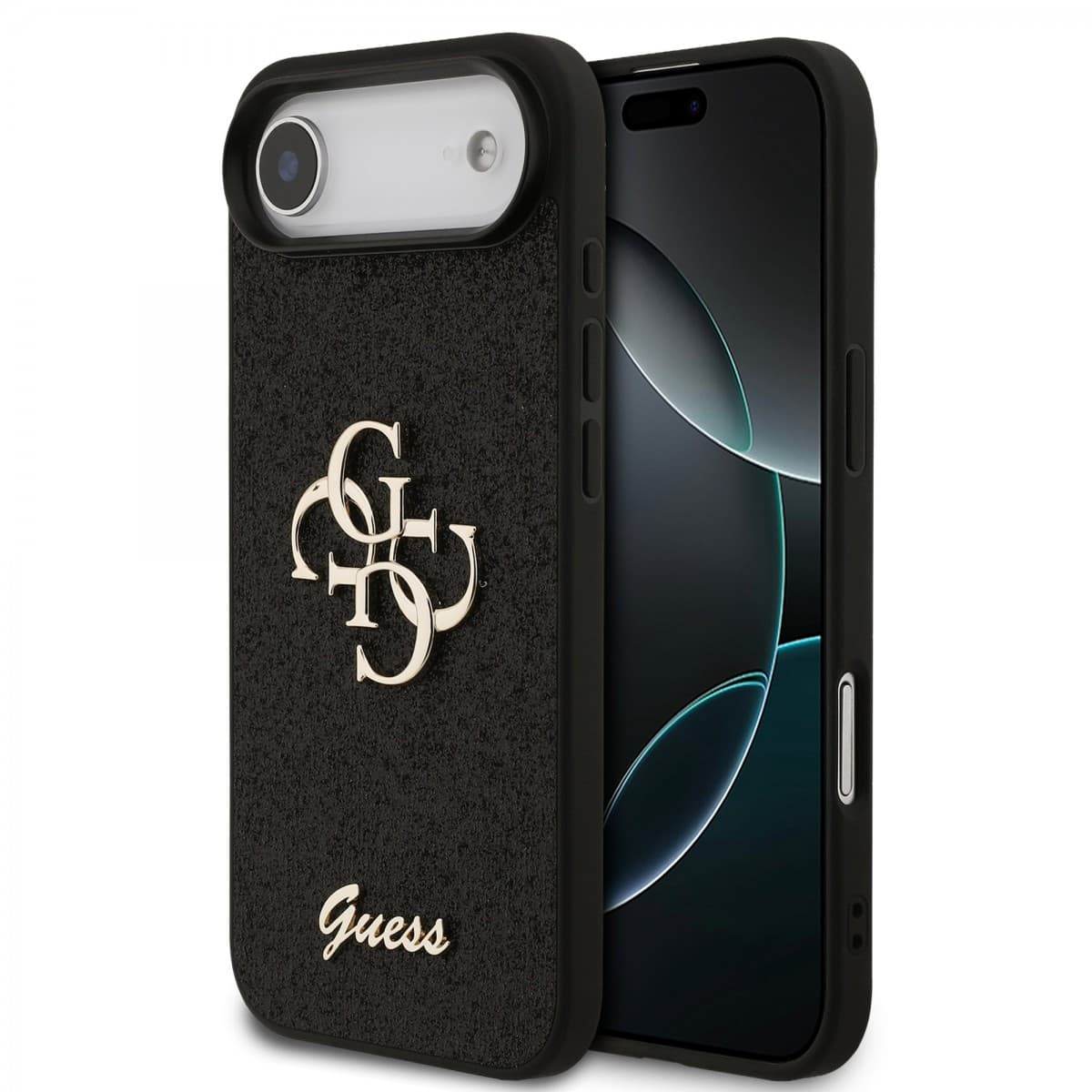 Zadní kryt Guess PU Fixed Glitter 4G Metal Logo pro iPhone 17 Air Black - náhled 1