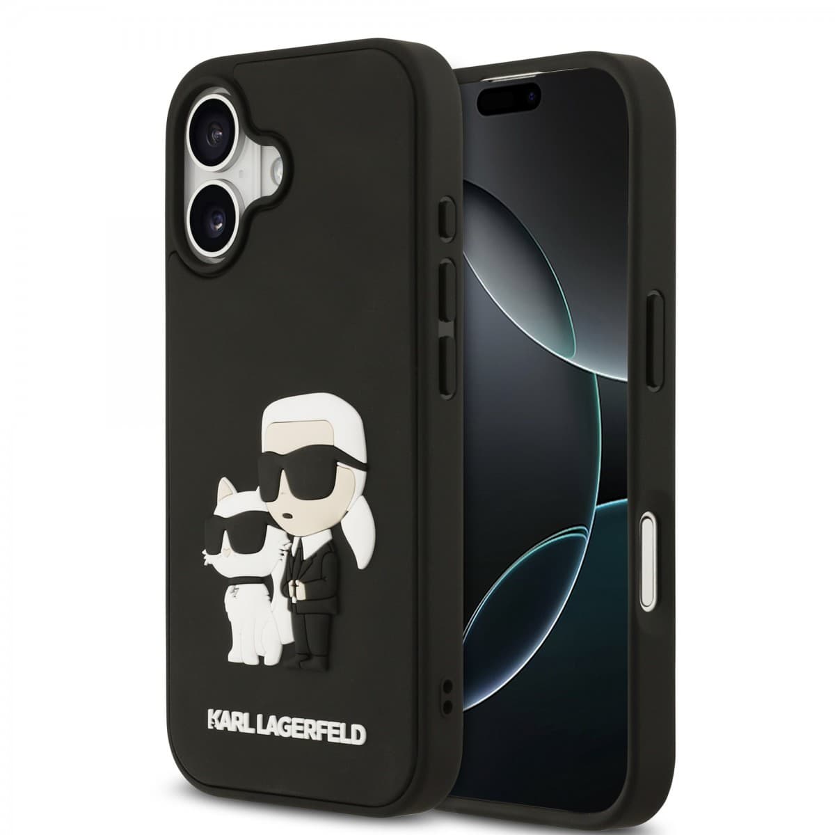 Zadní kryt Karl Lagerfeld 3D Rubber Karl and Choupette pro iPhone 17 Black - náhled 1