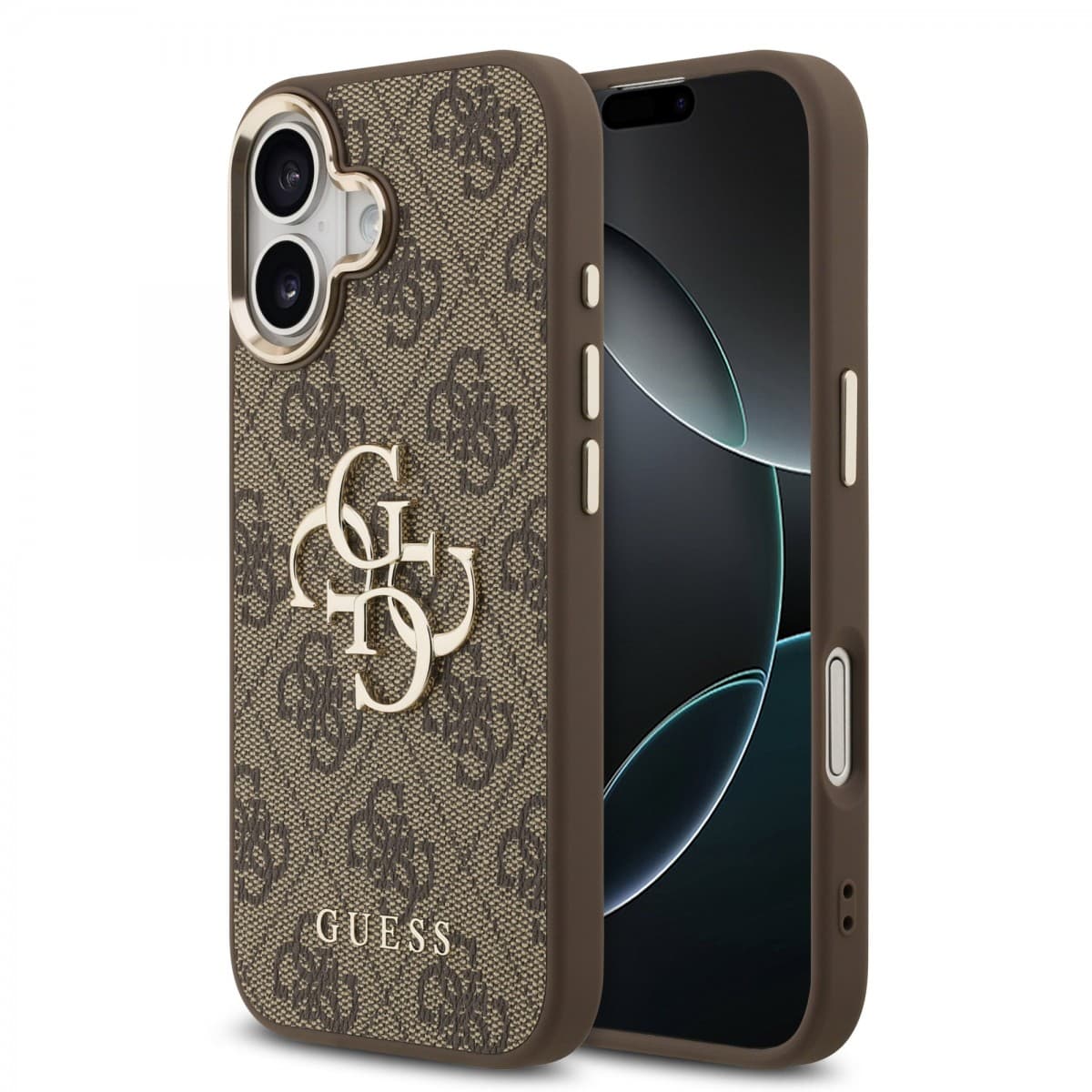Zadní kryt Guess PU Leather 4G Metal Logo Gold Frame MagSafe pro iPhone 17 Brown - náhled 1