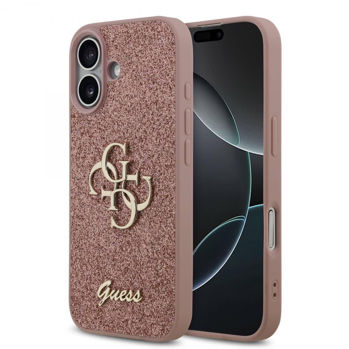 Zadní kryt Guess PU Fixed Glitter 4G Metal Logo pro iPhone 17 Pink - náhled 1