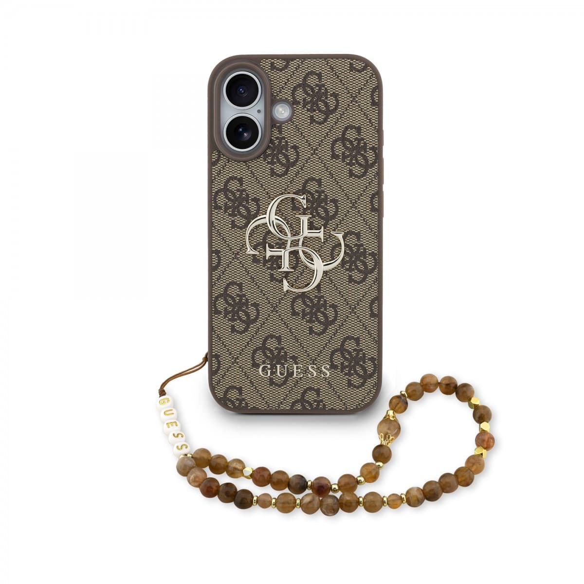 Zadní kryt Guess PU 4G Metal Logo Strap pro iPhone 17 Brown - náhled 1