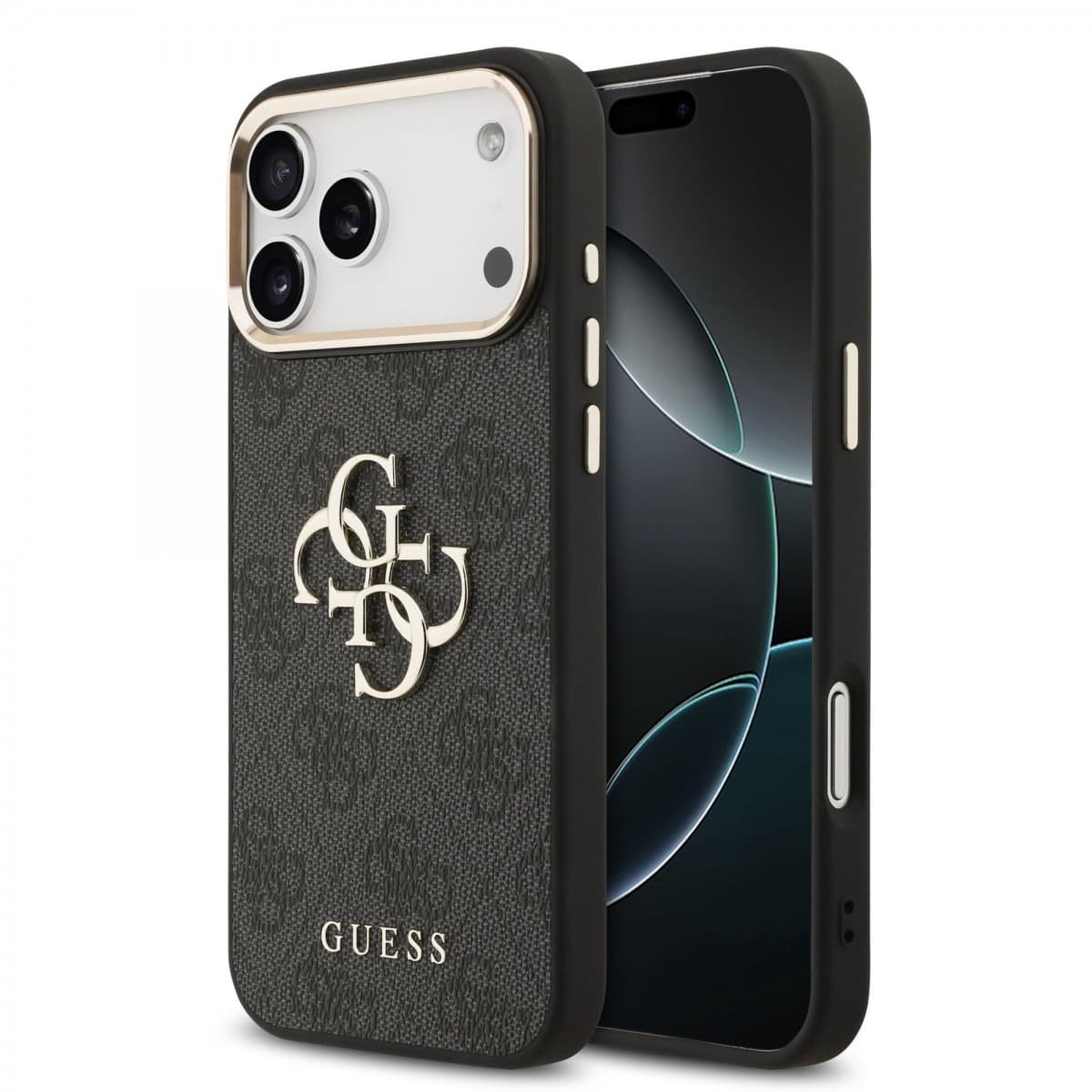 Zadní kryt Guess PU Leather 4G Metal Logo Gold Frame MagSafe pro iPhone 17 Pro Max Black - náhled 1