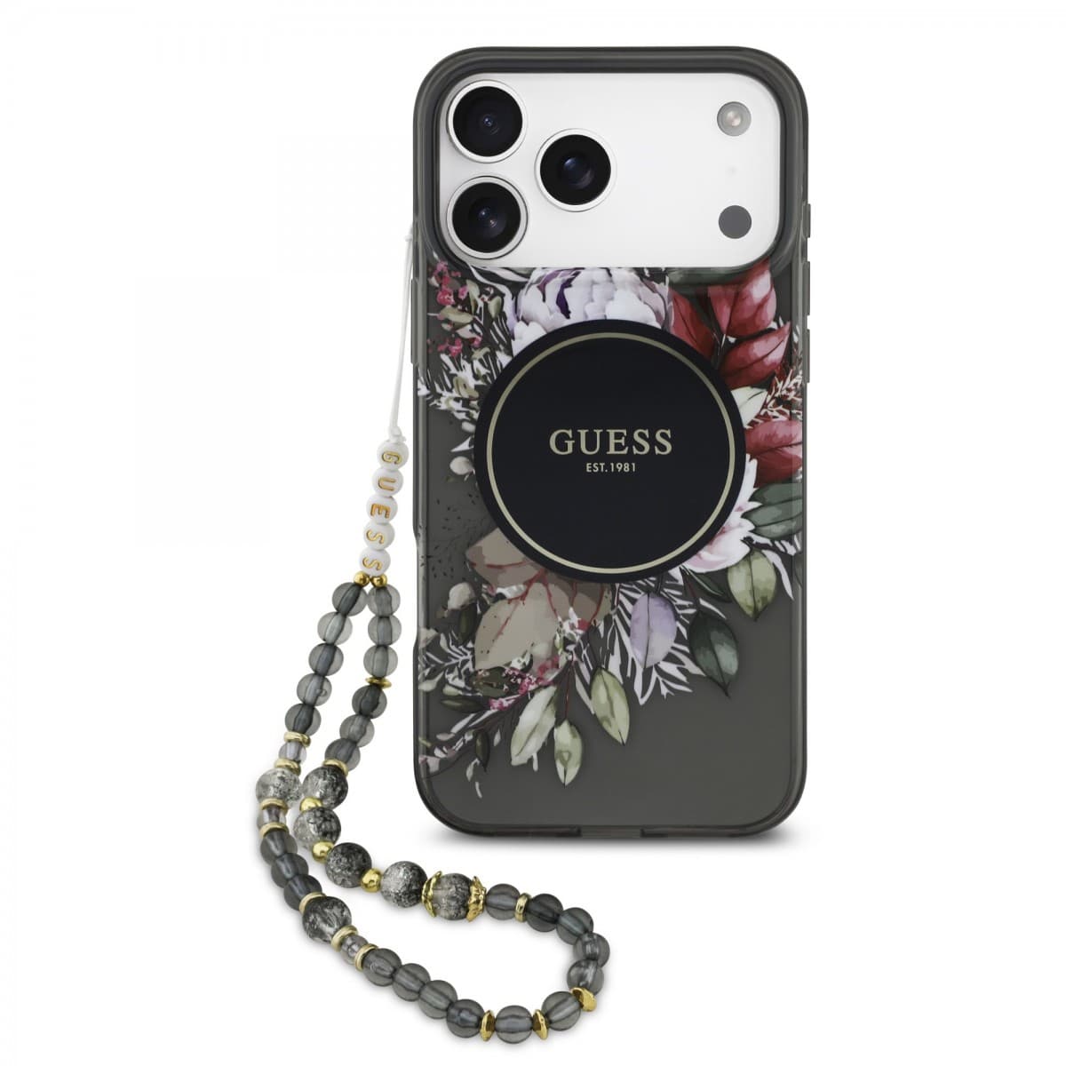 Zadní kryt Guess IML Flowers Strap MagSafe pro iPhone 17 Pro Max Black - náhled 1