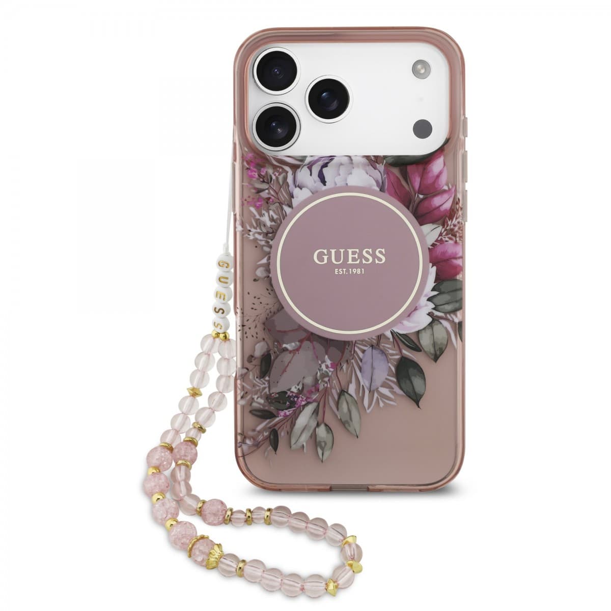 Zadní kryt Guess IML Flowers Strap MagSafe pro iPhone 17 Pro Max Pink - náhled 1