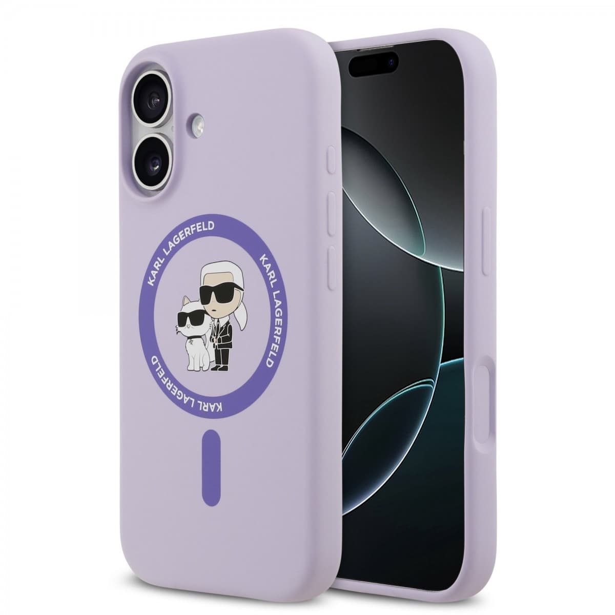 Zadní kryt Karl Lagerfeld Liquid Silicone Karl and Choupette MagSafe pro iPhone 17 Purple - náhled 1
