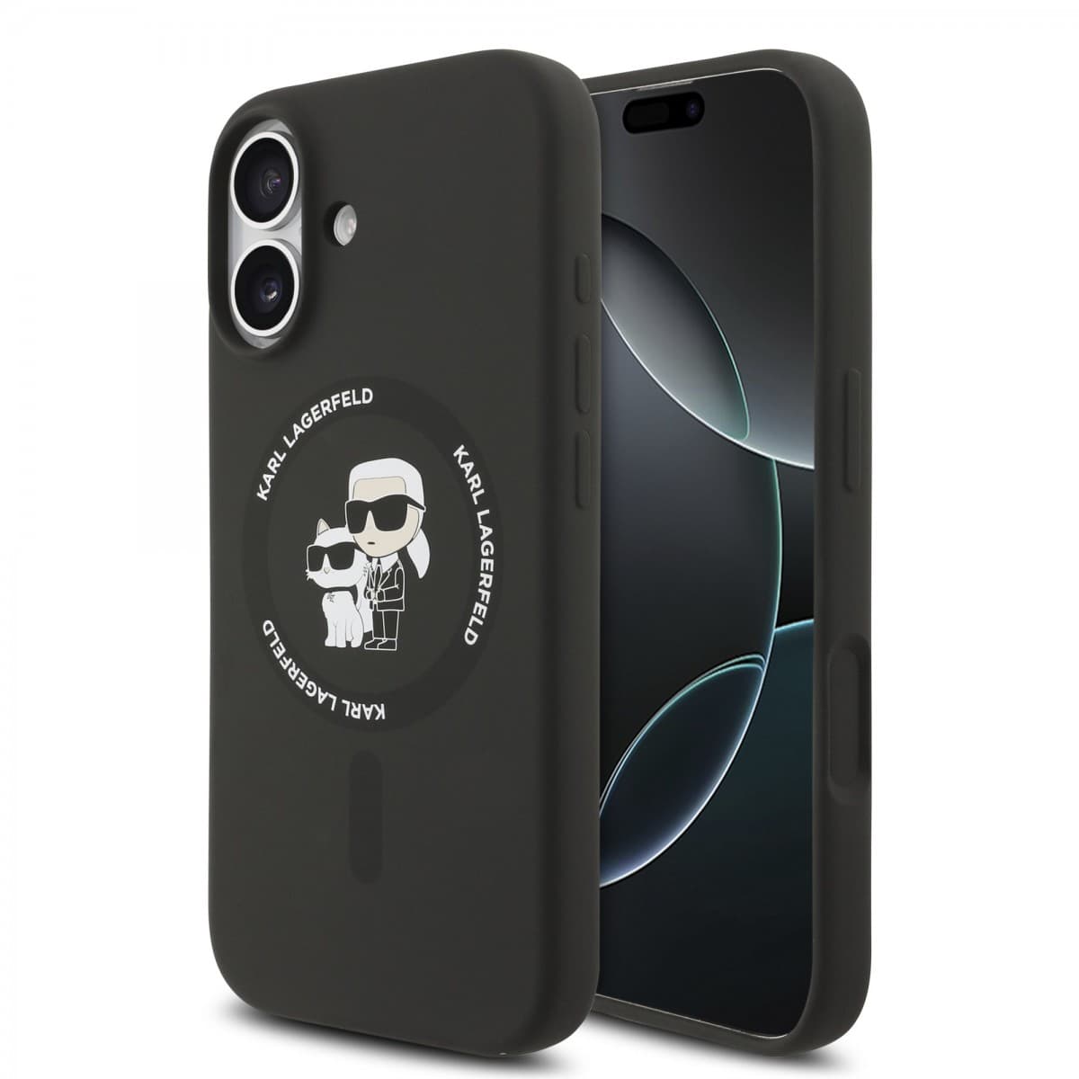 Zadní kryt Karl Lagerfeld Liquid Silicone Karl and Choupette MagSafe pro iPhone 17 Black - náhled 1