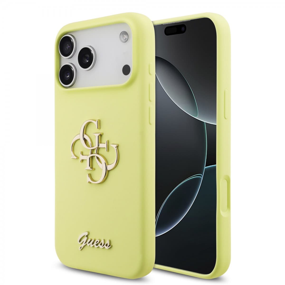 Zadní kryt Guess Liquid Silicone 4G Metal Logo pro iPhone 17 Pro Max Yellow - náhled 1