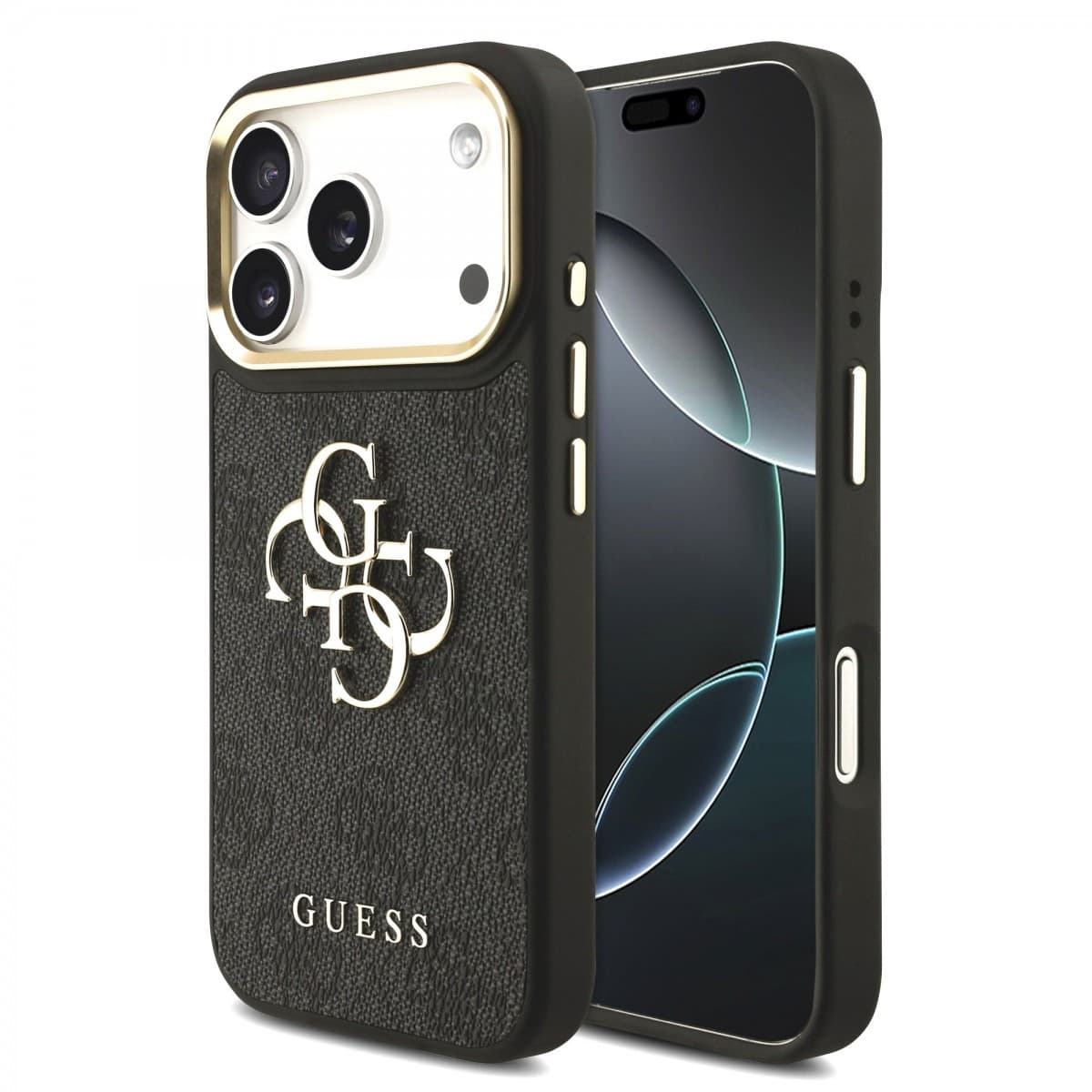 Zadní kryt Guess PU Leather 4G Metal Logo Gold Frame MagSafe pro iPhone 17 Pro Black - náhled 1