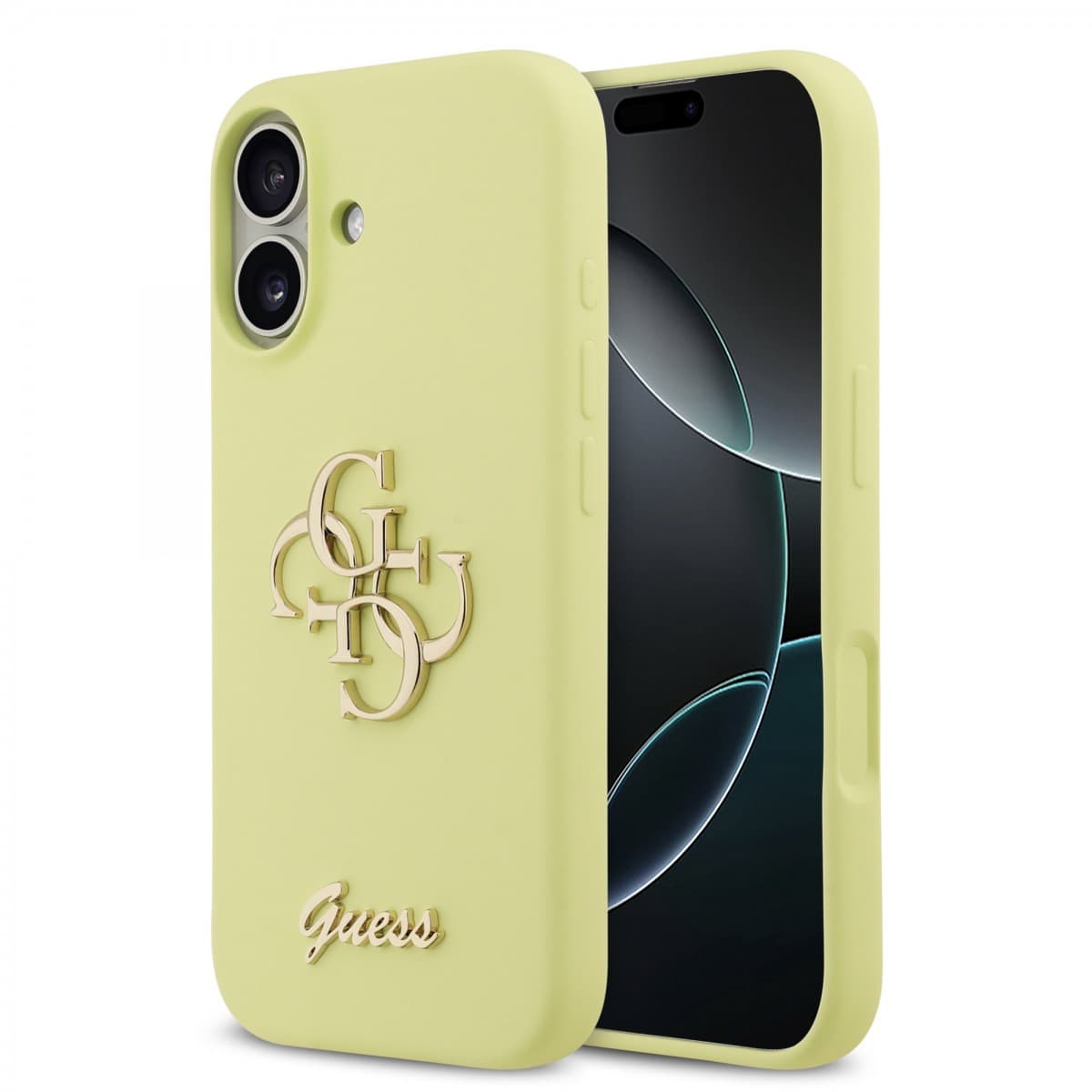 Zadní kryt Guess Liquid Silicone 4G Metal Logo pro iPhone 17 Yellow - náhled 1