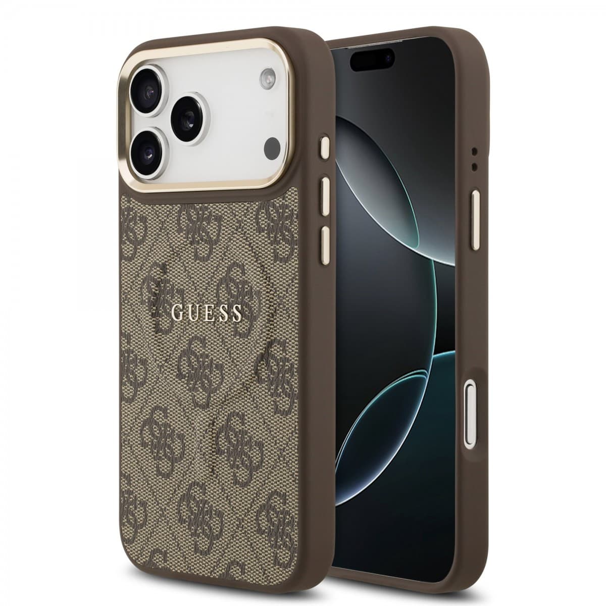 Zadní kryt Guess PU Leather 4G Gold Frame MagSafe pro iPhone 17 Pro Max Brown - náhled 1