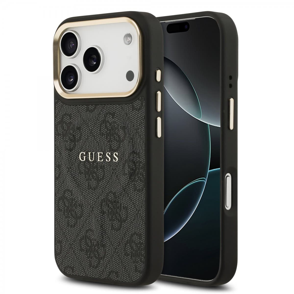 Zadní kryt Guess PU Leather 4G Gold Frame MagSafe pro iPhone 17 Pro Black - náhled 1