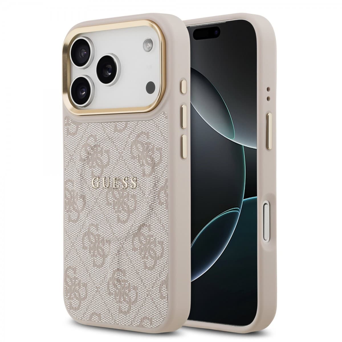 Zadní kryt Guess PU Leather 4G Gold Frame MagSafe pro iPhone 17 Pro Pink - náhled 1