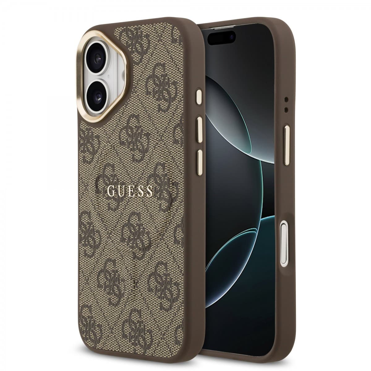 Zadní kryt Guess PU Leather 4G Gold Frame MagSafe pro iPhone 17 Brown - náhled 1