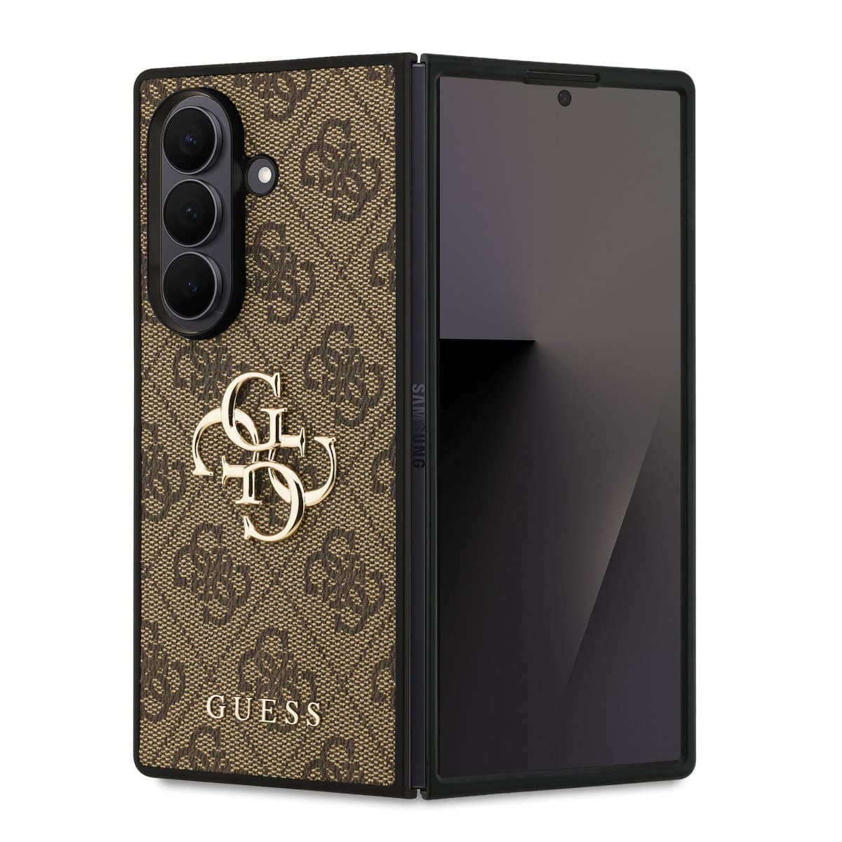 Zadní kryt Guess PU 4G Metal Logo pro Samsung Galaxy Z Fold 7 Brown - náhled 1