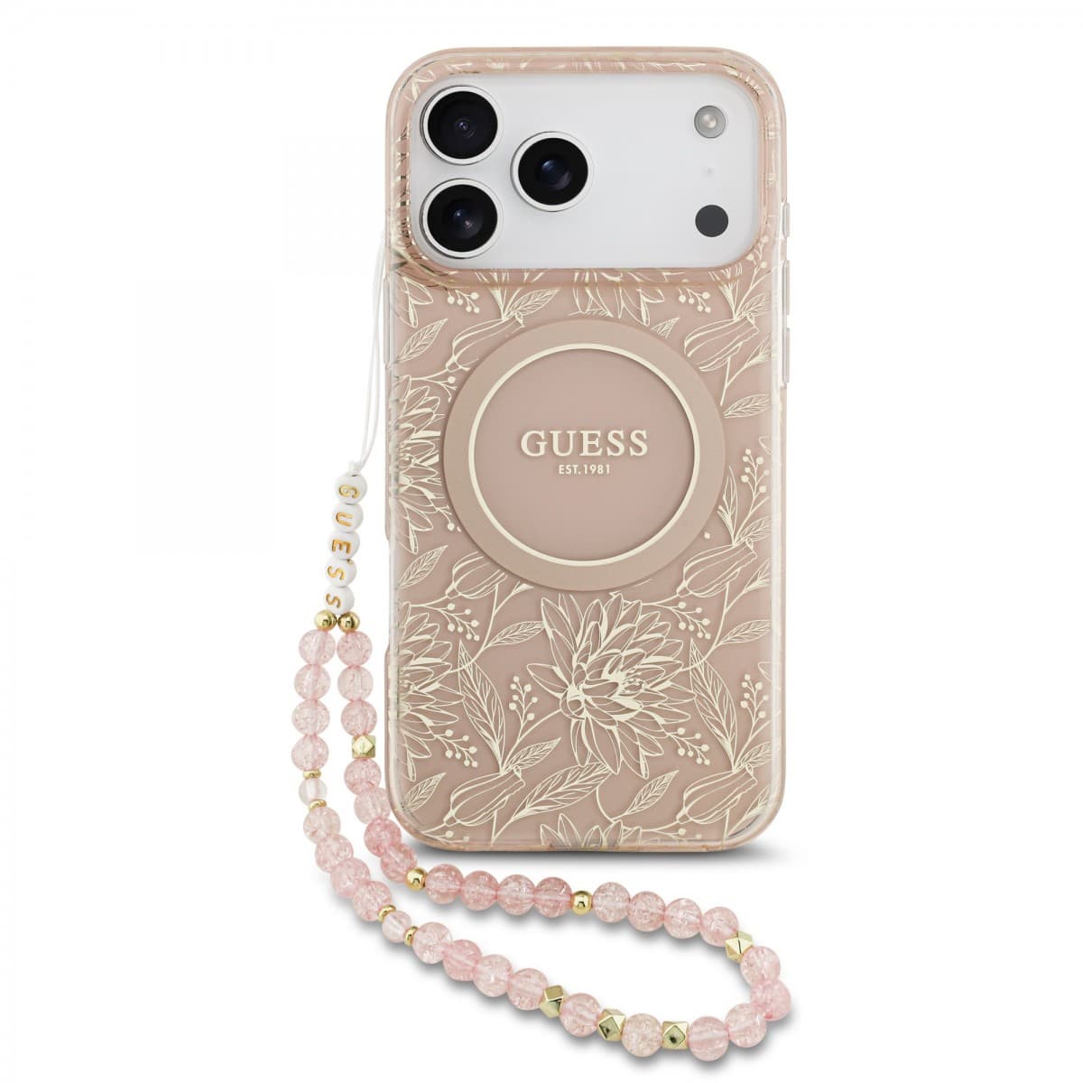 Zadní kryt Guess IML Flowers Allover Strap MagSafe pro iPhone 17 Pro Max Pink - náhled 1