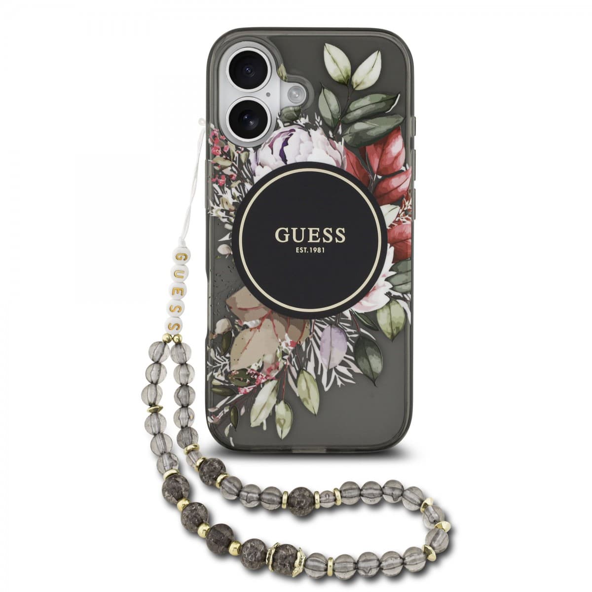 Zadní kryt Guess IML Flowers Strap MagSafe pro iPhone 17 Black - náhled 1