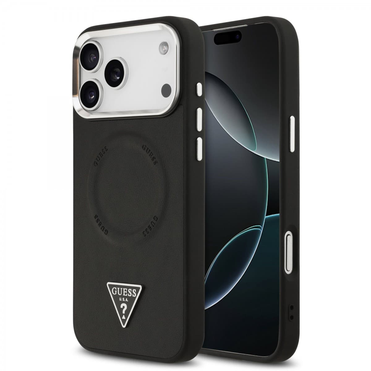 Zadní kryt Guess PU Leather Triangle Logo MagSafe pro iPhone 17 Pro Black - náhled 1