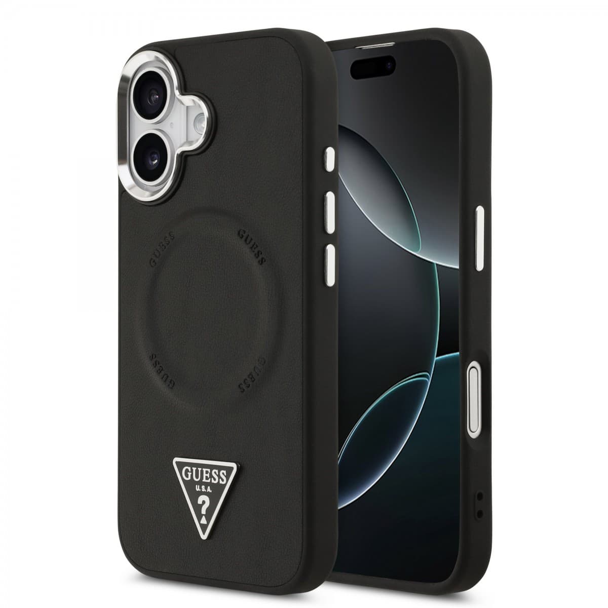 Zadní kryt Guess PU Leather Triangle Logo MagSafe pro iPhone 17 Black - náhled 1