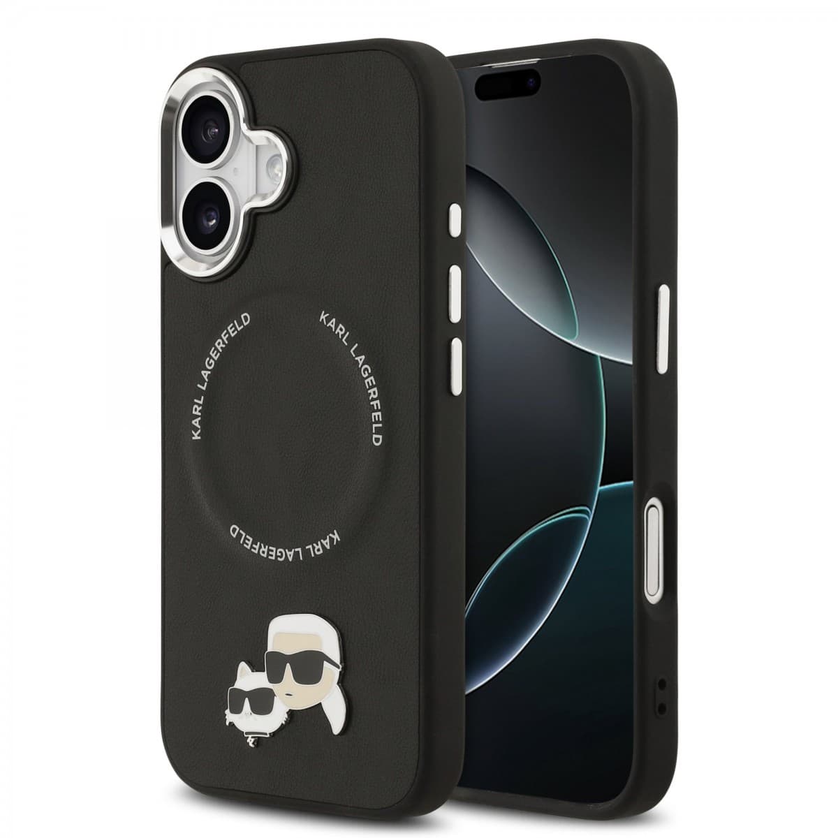 Zadní kryt Karl Lagerfeld PU Karl and Choupette Heads Pins MagSafe pro iPhone 17 Black - náhled 1