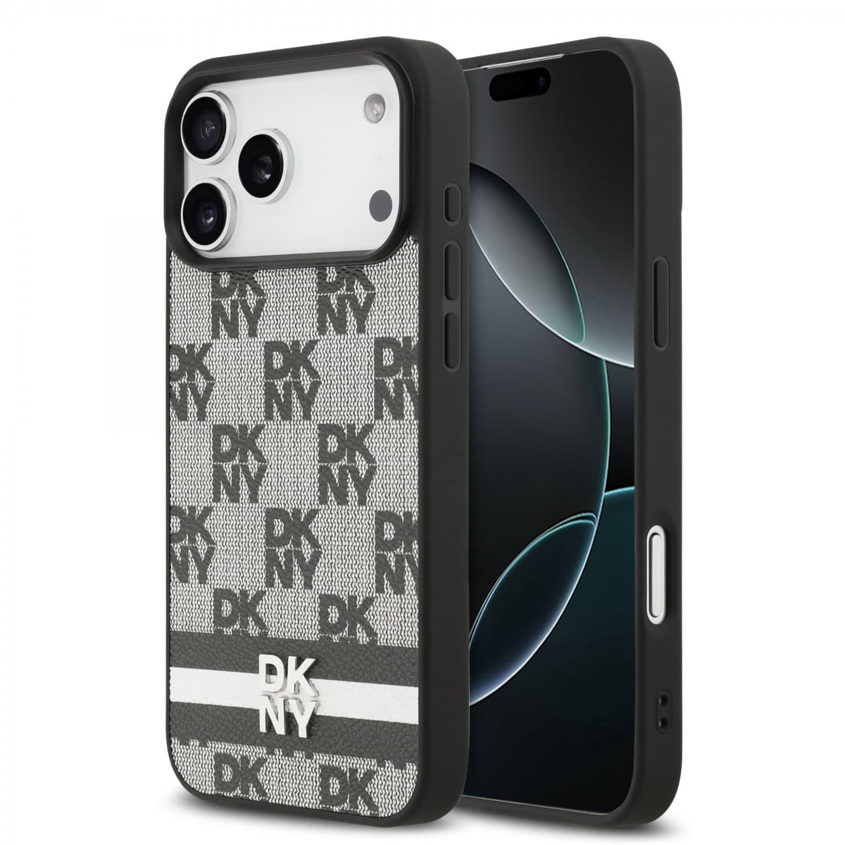 Zadní kryt DKNY PU Leather Checkered Pattern and Stripe pro iPhone 17 Pro Max Black - náhled 1