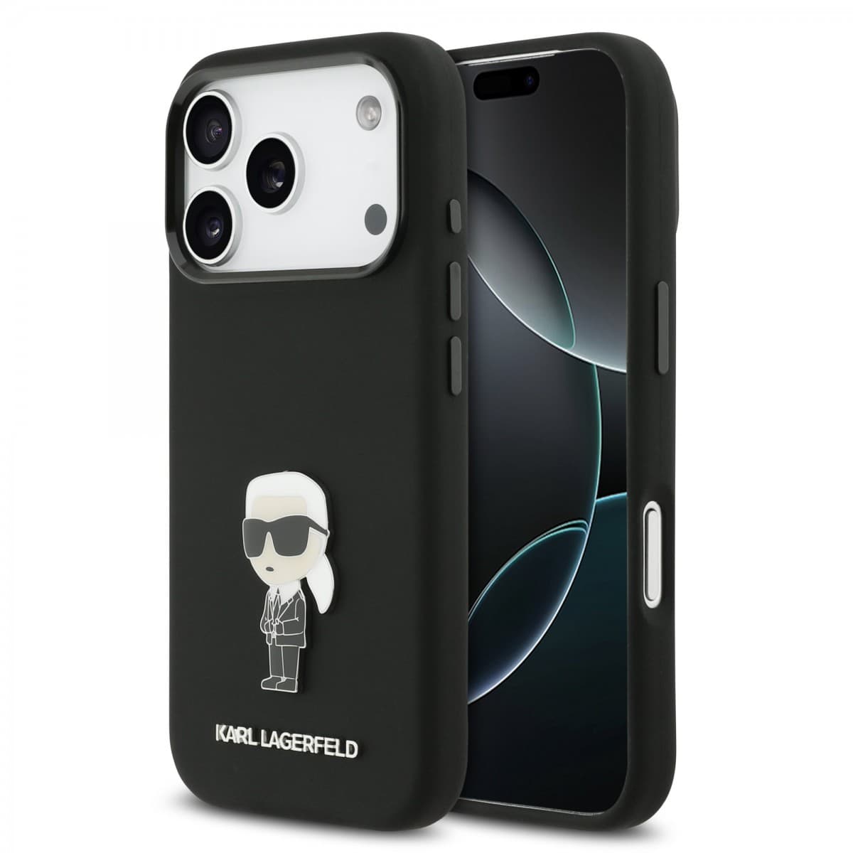 Zadní kryt Karl Lagerfeld Liquid Silicone Metal Ikonik pro iPhone 17 Pro Black - náhled 1