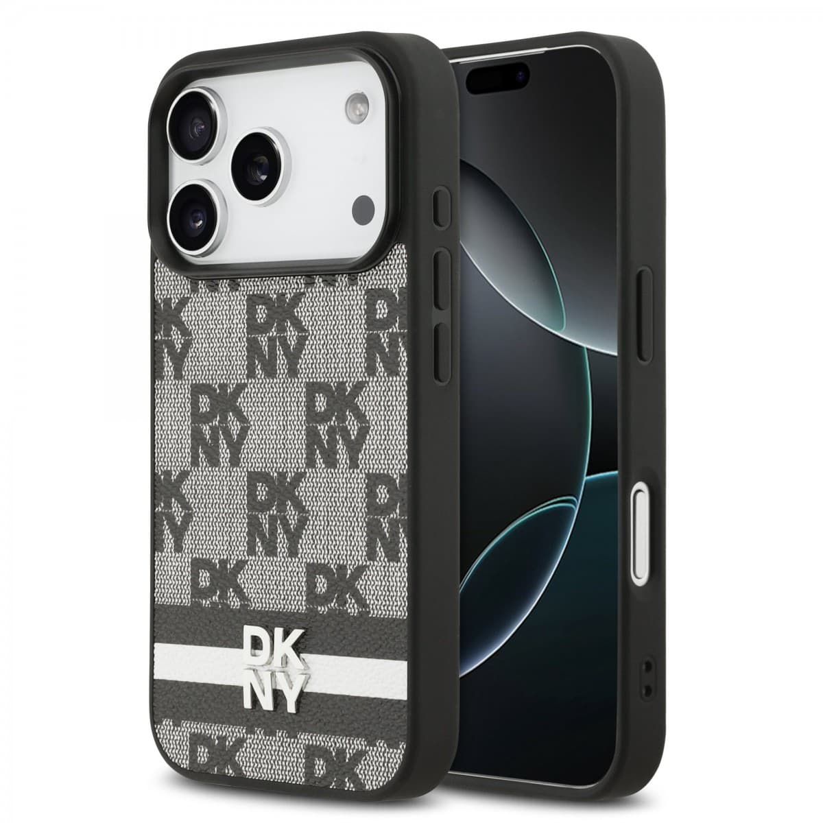 Zadní kryt DKNY PU Leather Checkered Pattern and Stripe pro iPhone 17 Pro Black - náhled 1