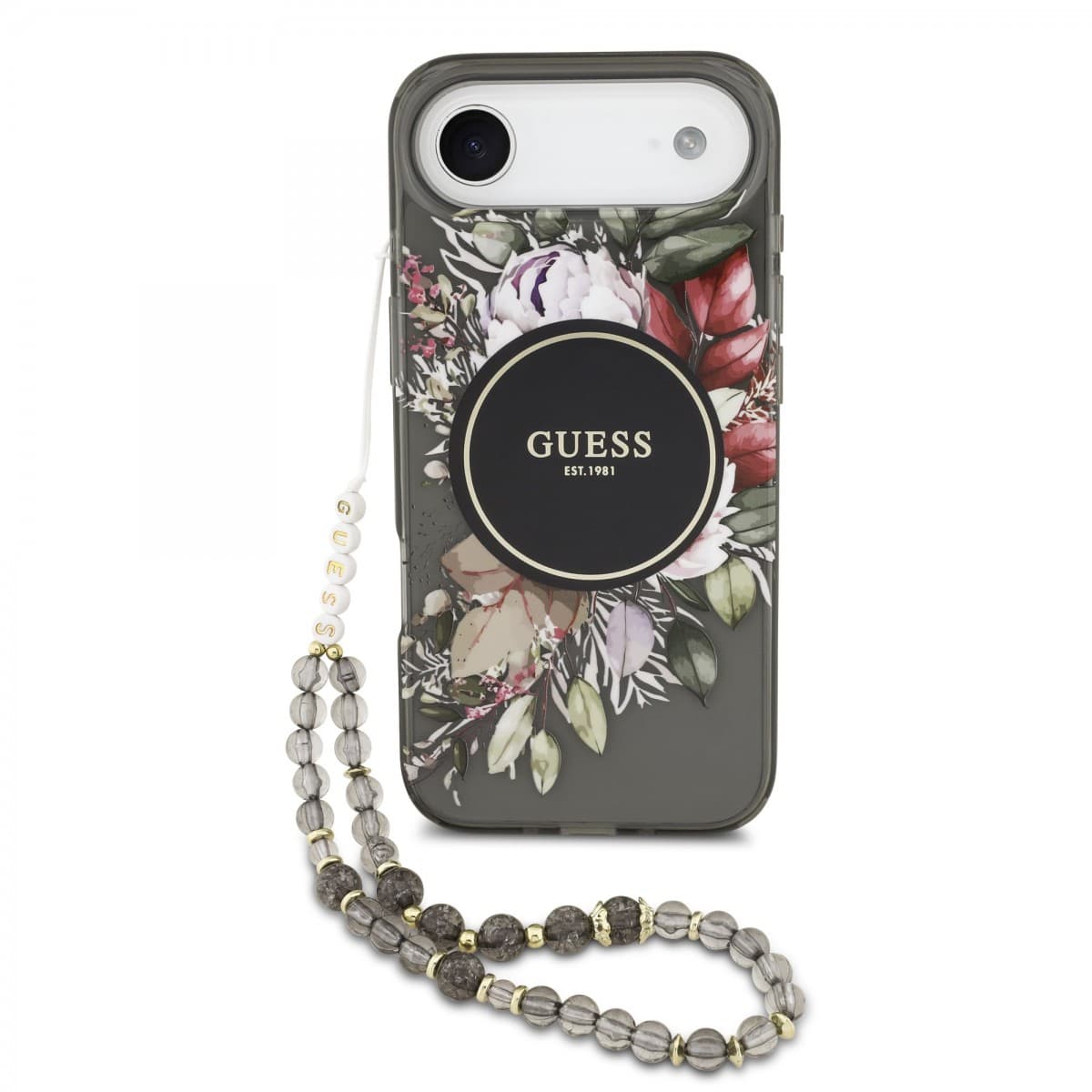 Zadní kryt Guess IML Flowers Strap MagSafe pro iPhone 17 Air Black - náhled 1