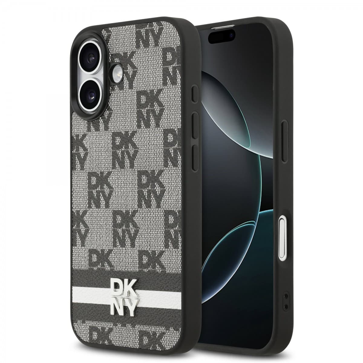 Zadní kryt DKNY PU Leather Checkered Pattern and Stripe pro iPhone 17 Black - náhled 1