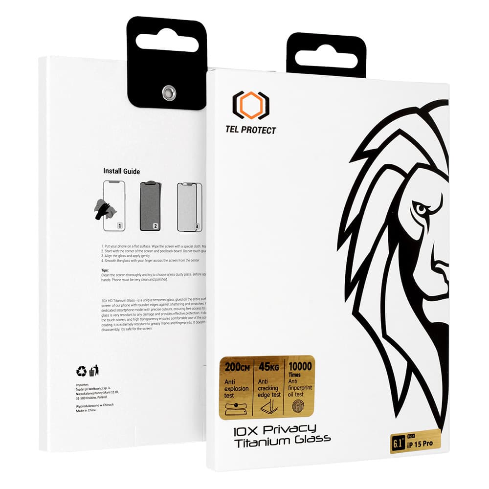 Tvrzené sklo Tel Protect 10X Privacy Titanium pro iPhone 17 Air - náhled 1