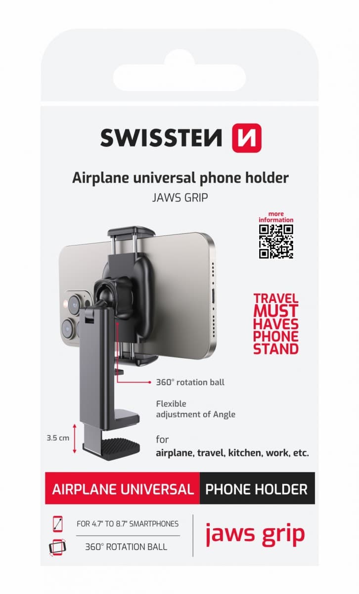 Univerzální stojan-držák Swissten na mobil s čelisťovým přichycením - náhled 1