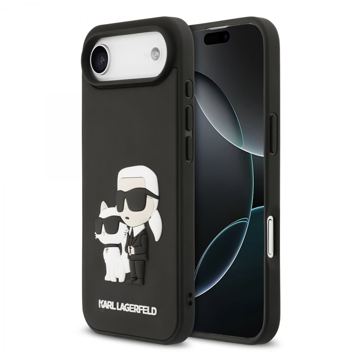 Zadní kryt Karl Lagerfeld 3D Rubber Karl and Choupette pro iPhone 17 Air Black - náhled 1