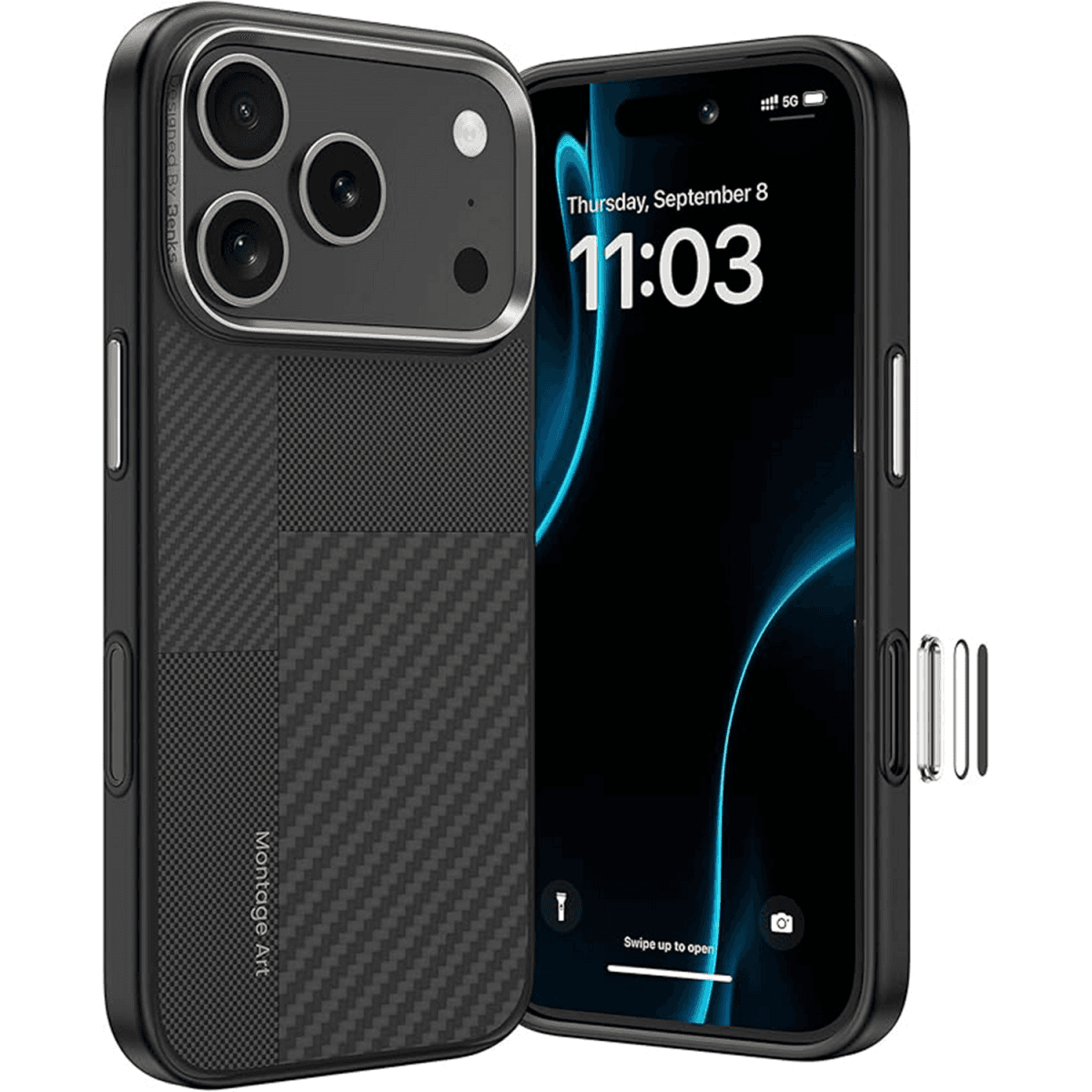 Zadní kryt Benks Montage Magnetic Armor Pro Kevlar Metal Frame 600D+1500D (MA69) pro iPhone 17 Pro black (Camera Control Button)
