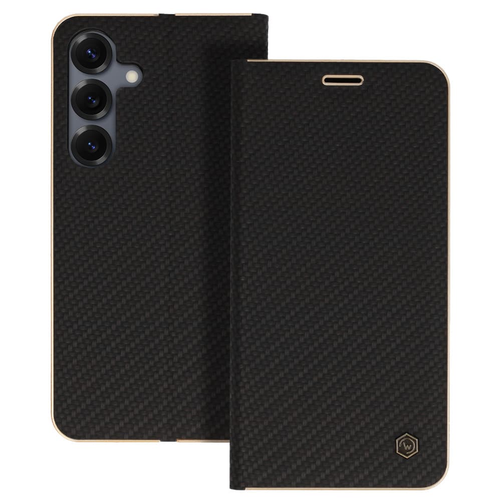 Knížkové pouzdro Wonder Frame Carbon pro Samsung Galaxy S25 FE black - náhled 1