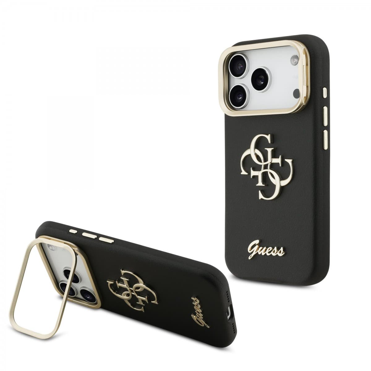 Zadní kryt Guess PU Grained 4G Logo Stand Camera Frame pro iPhone 17 Pro Black - náhled 1