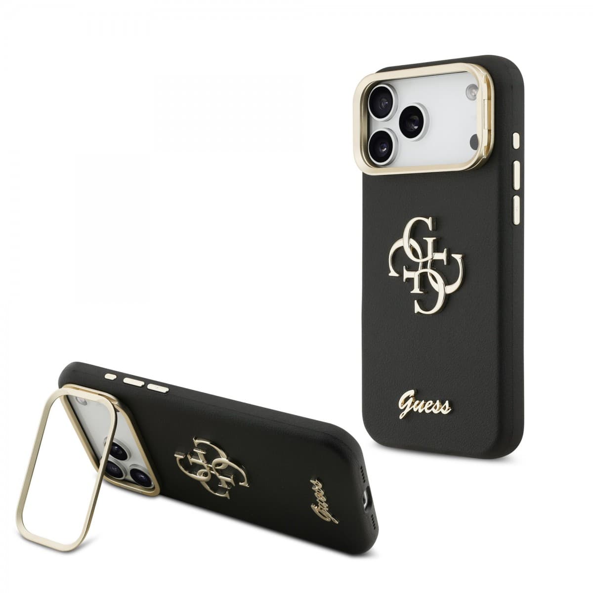 Zadní kryt Guess PU Grained 4G Logo Stand Camera Frame pro iPhone 17 Pro Max Black - náhled 1