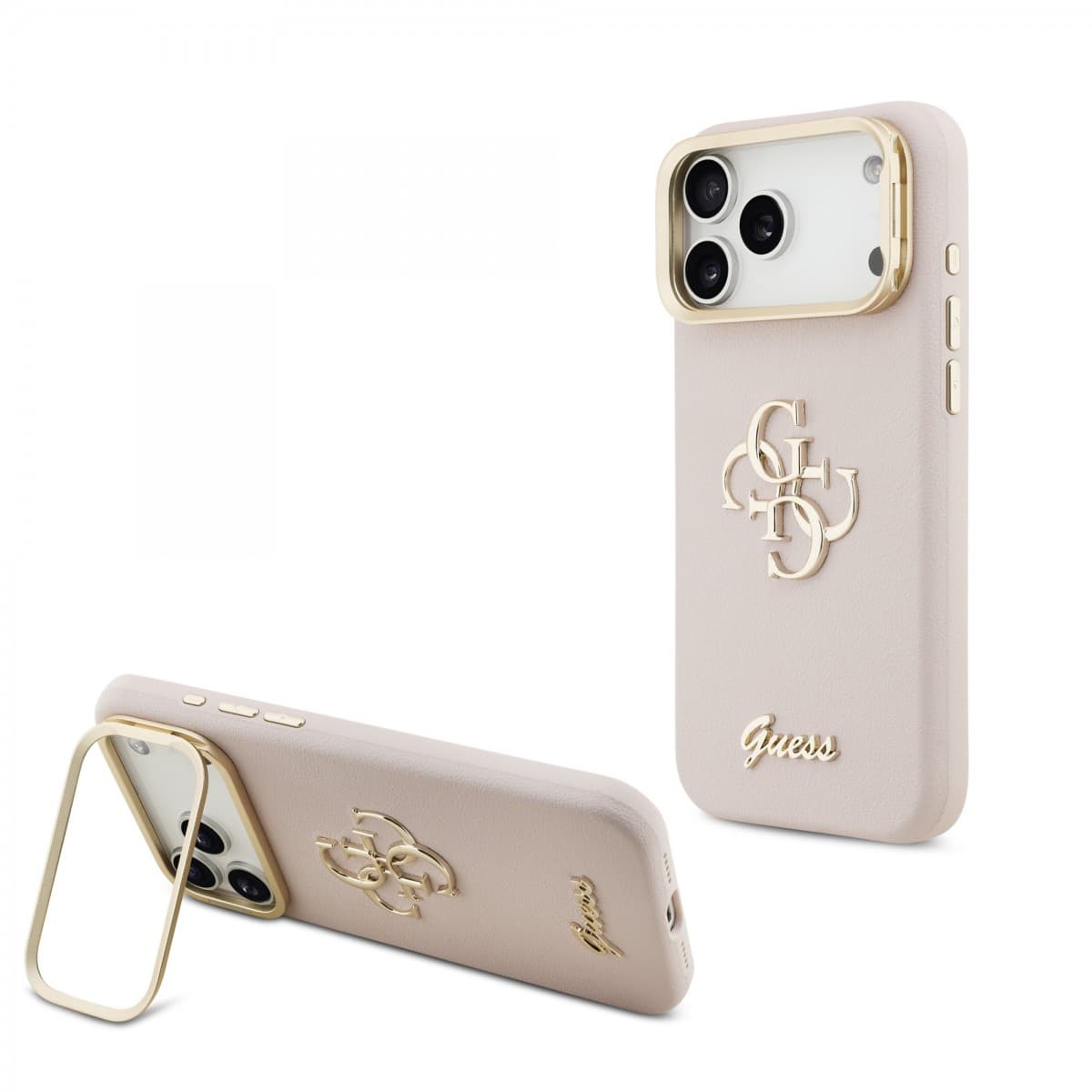 Zadní kryt Guess PU Grained 4G Logo Stand Camera Frame pro iPhone 17 Pro Max Pink - náhled 1