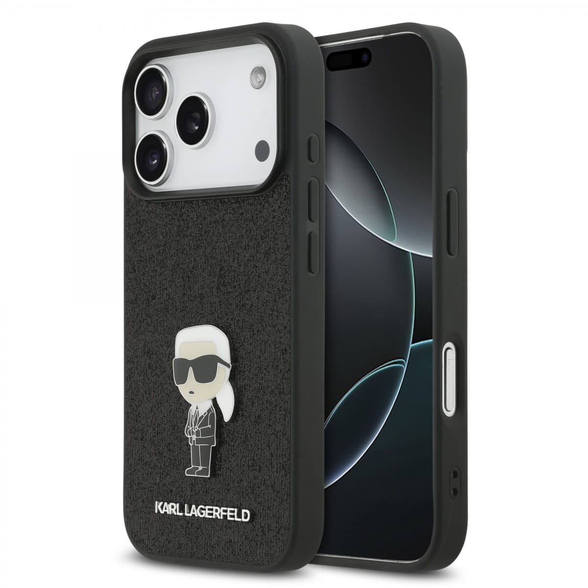 Zadní kryt Karl Lagerfeld Fixed Glitter Metal Ikonik pro iPhone 17 Pro Black - náhled 1
