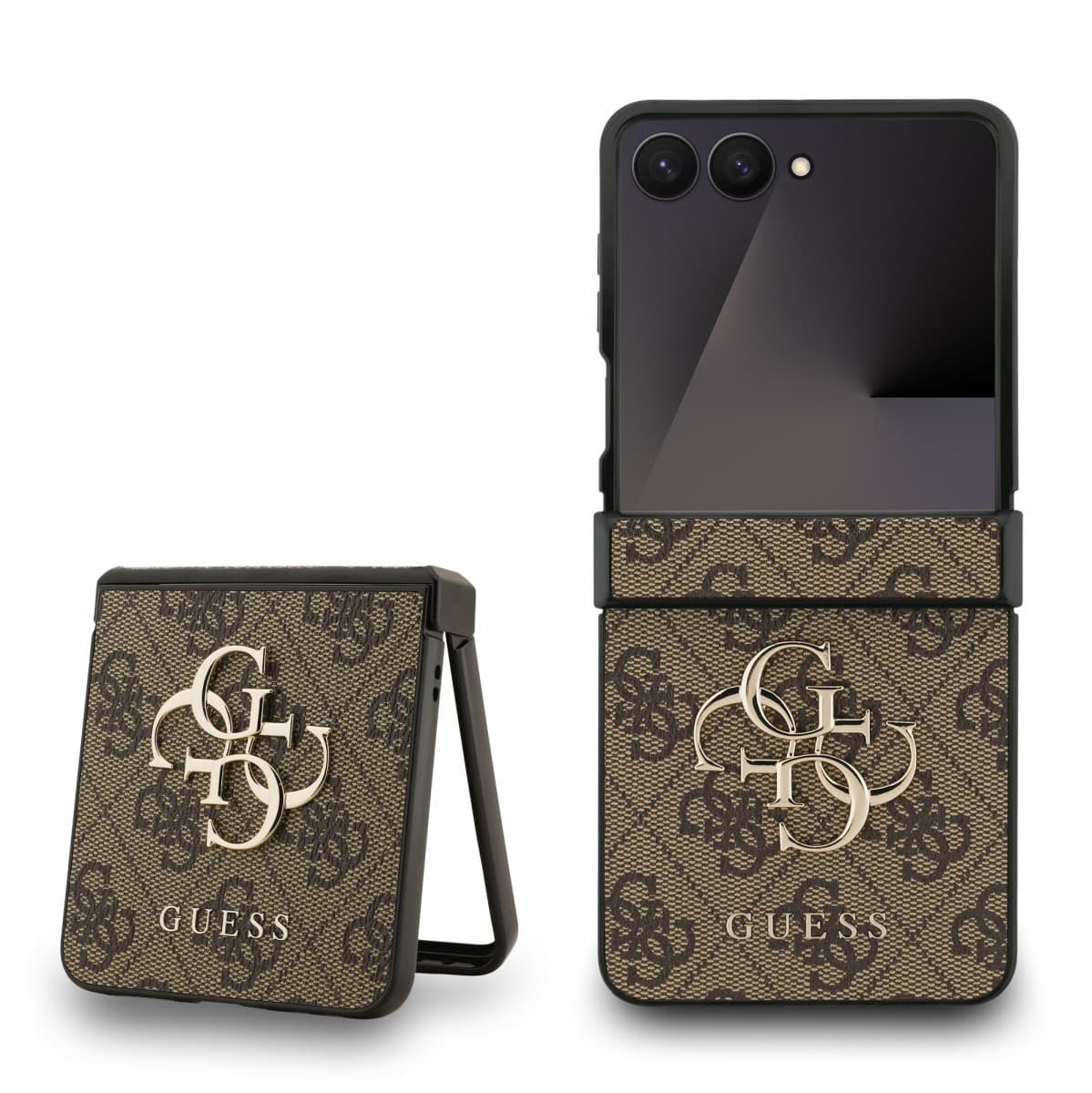 Zadní kryt Guess PU 4G Metal Logo pro Samsung Galaxy Z Flip 7 Brown - náhled 1
