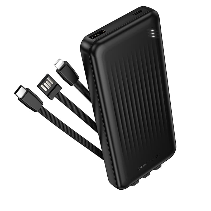 Powerbank Borofone 10000mAh BJ79 Clever - USB-A - s USB-C a Lightning kabelem černá - náhled 1
