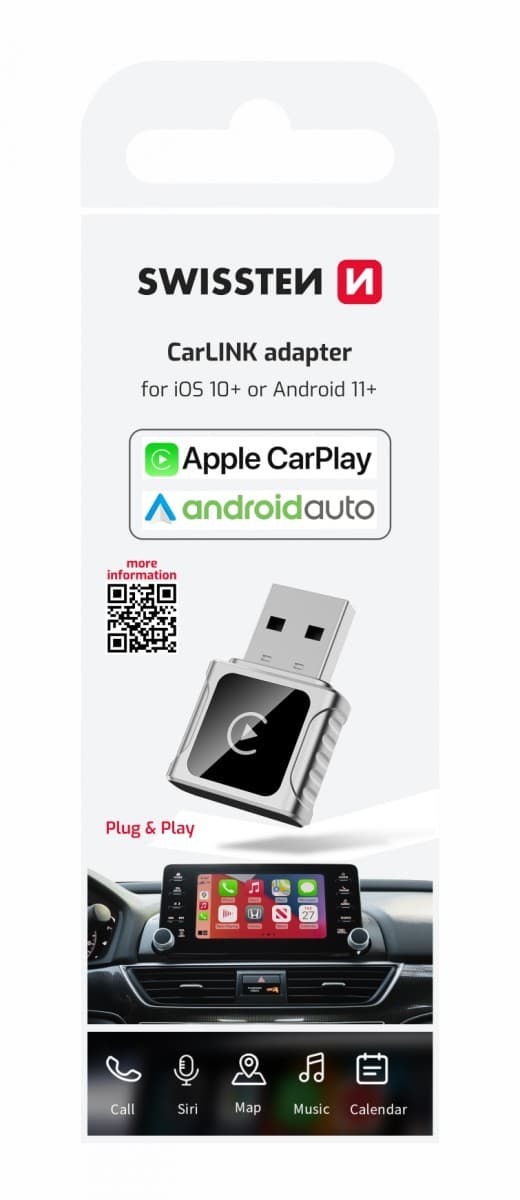 Adaptér Swissten carLINK Apple carPlay - Android auto (+ adapter USB-A-USB-C)