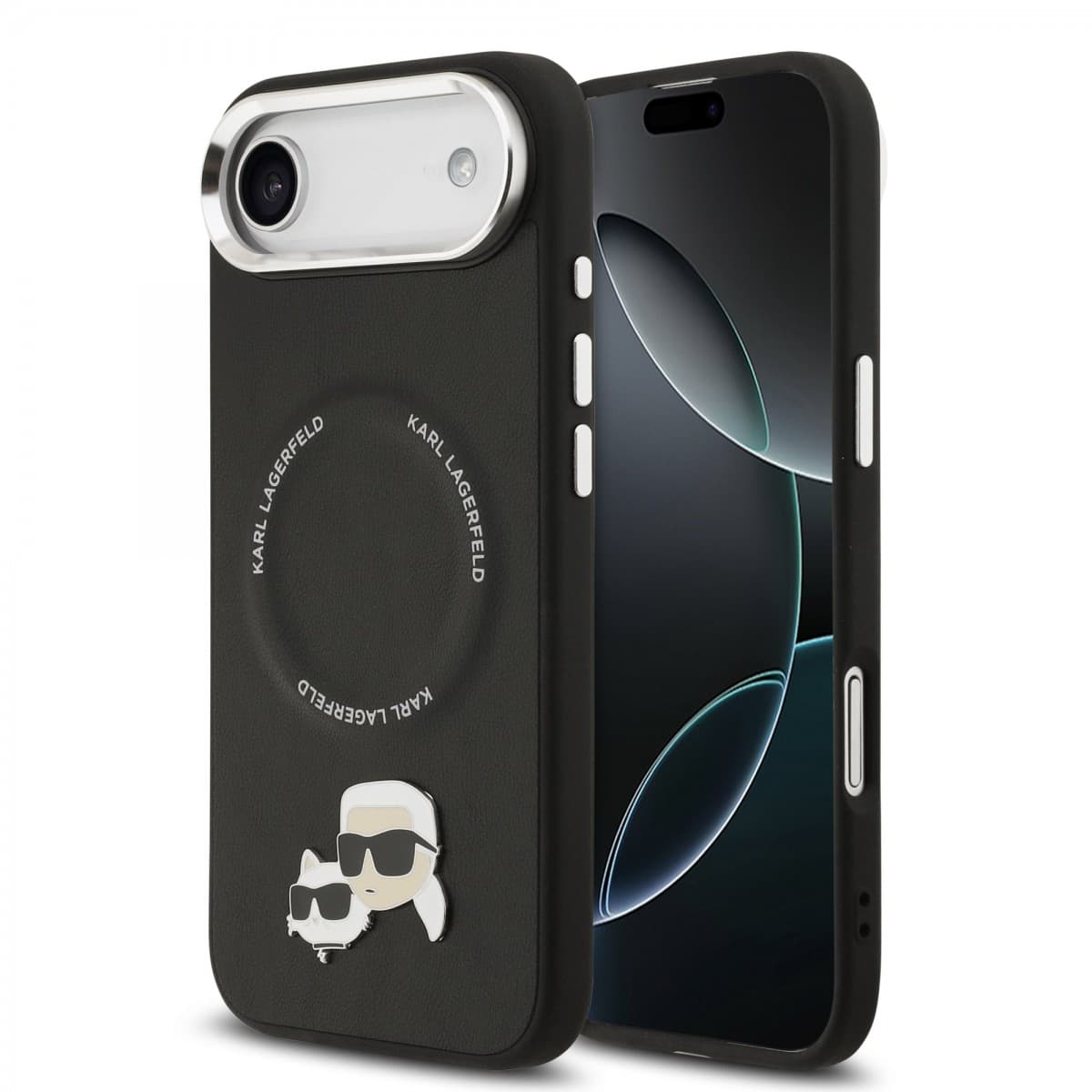 Zadní kryt Karl Lagerfeld PU Karl and Choupette Heads Pins MagSafe pro iPhone Air Black - náhled 1