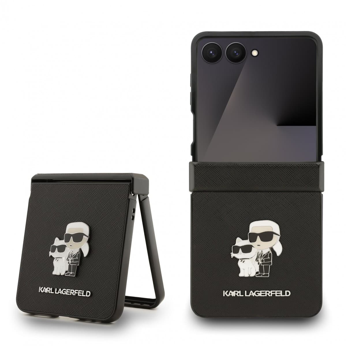 Zadní kryt Karl Lagerfeld PU Saffiano Karl a Choupette pro Samsung Galaxy Z Flip 7 černý - náhled 1