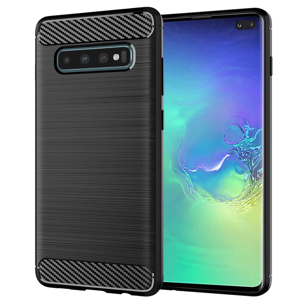 Techsuit Karbon Silikon Samsung Galaxy S10 Plus Černá - náhled 1