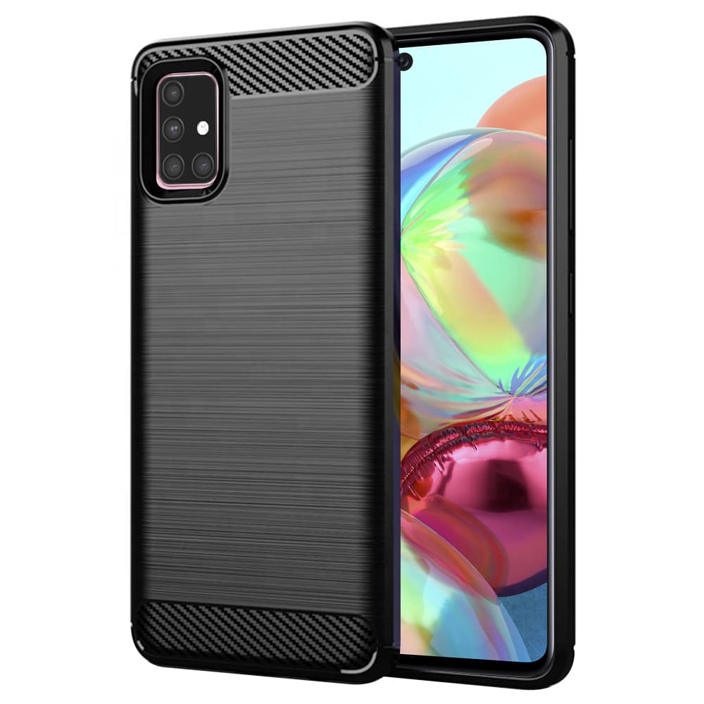 Techsuit Karbon Silikon Samsung Galaxy A71 4G Černý - náhled 1