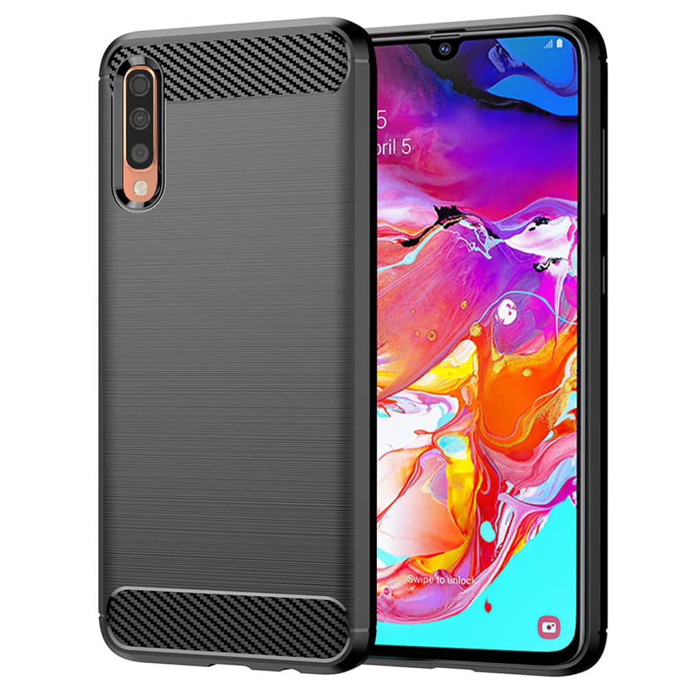 Techsuit Karbon Silikon Samsung Galaxy A70 A70s Černý - náhled 1