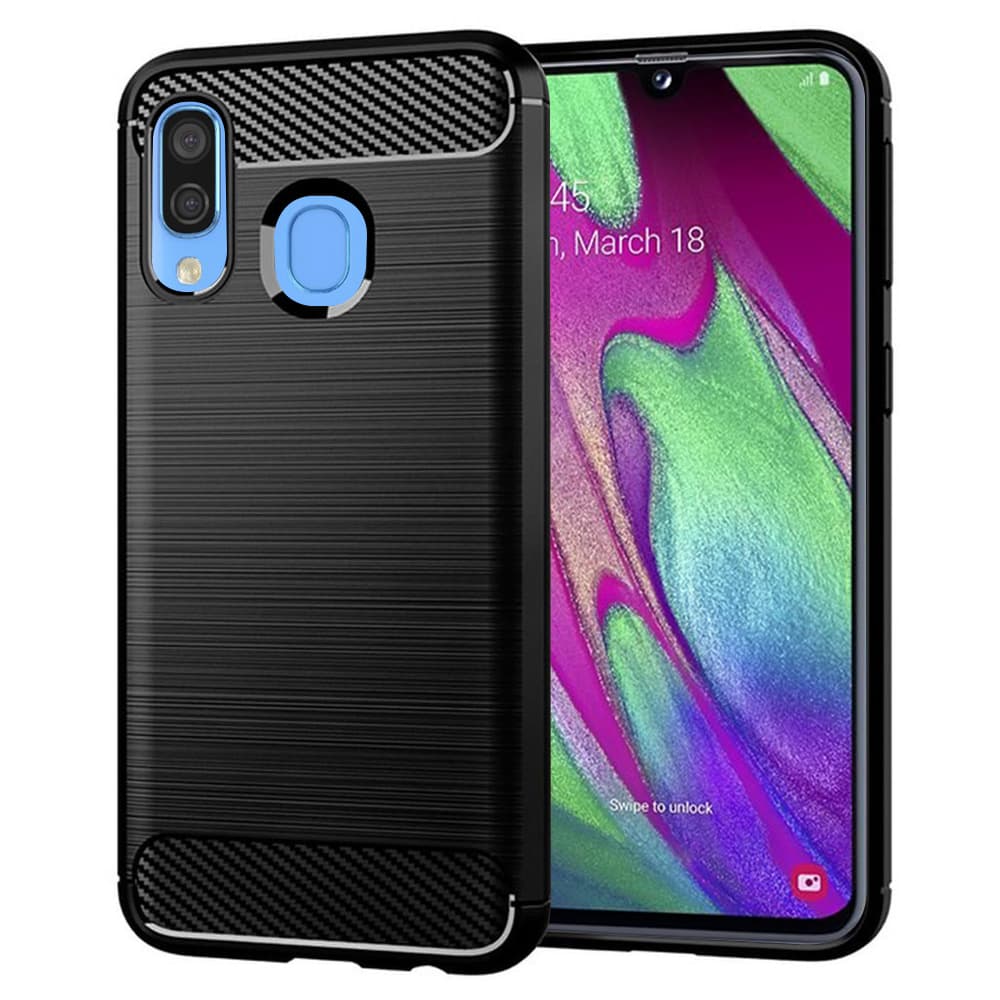 Techsuit Karbon Silikon Samsung Galaxy A40 Černá - náhled 1