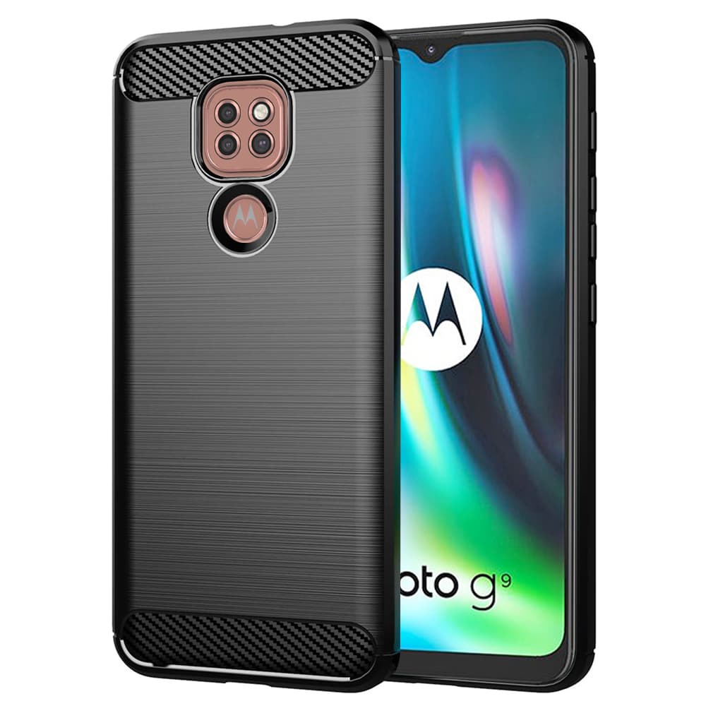 Techsuit Karbon Silikon Motorola Moto E7 Plus Moto G9 Play Černý - náhled 1