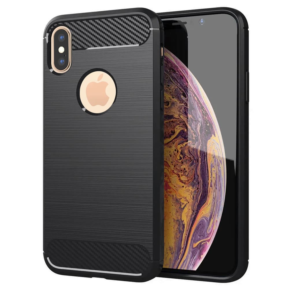 Techsuit Karbon Silikon iPhone XS Max Černý - náhled 1