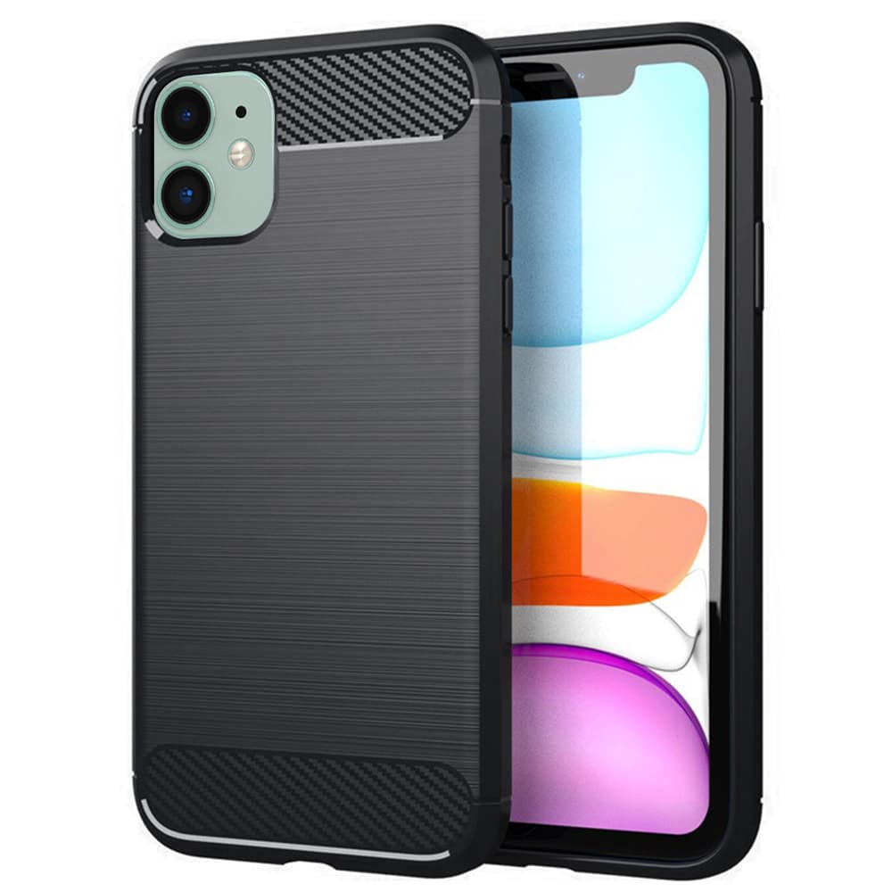 Techsuit Karbon Silikon iPhone 11 Černý - náhled 1